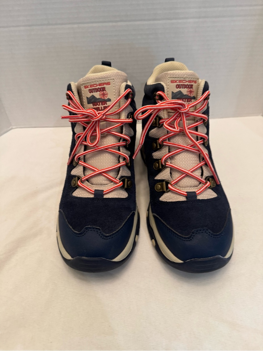 Skechers Womens Hiking Boots 8.5 Blue Water Repellent Air Cooled Memory Foam